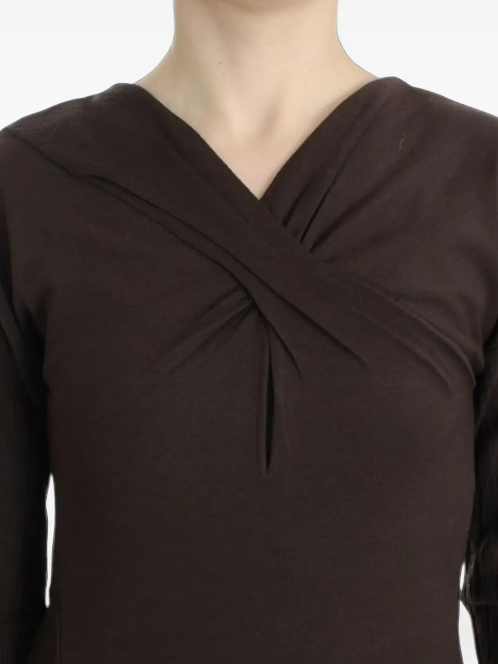 Roberto Cavalli crossover-neck ribbed-knit sweater Bruin