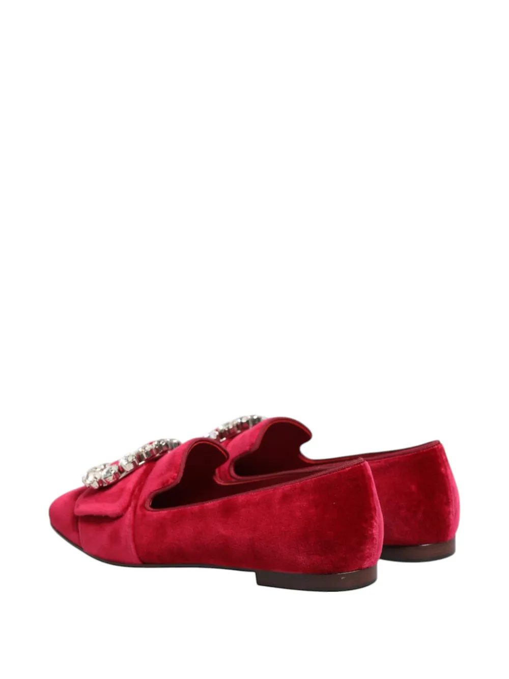 Dolce & Gabbana rhinestone-buckle velvet loafers Rood