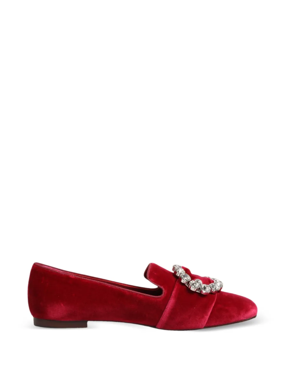 Dolce & Gabbana rhinestone-buckle velvet loafers - Rosso