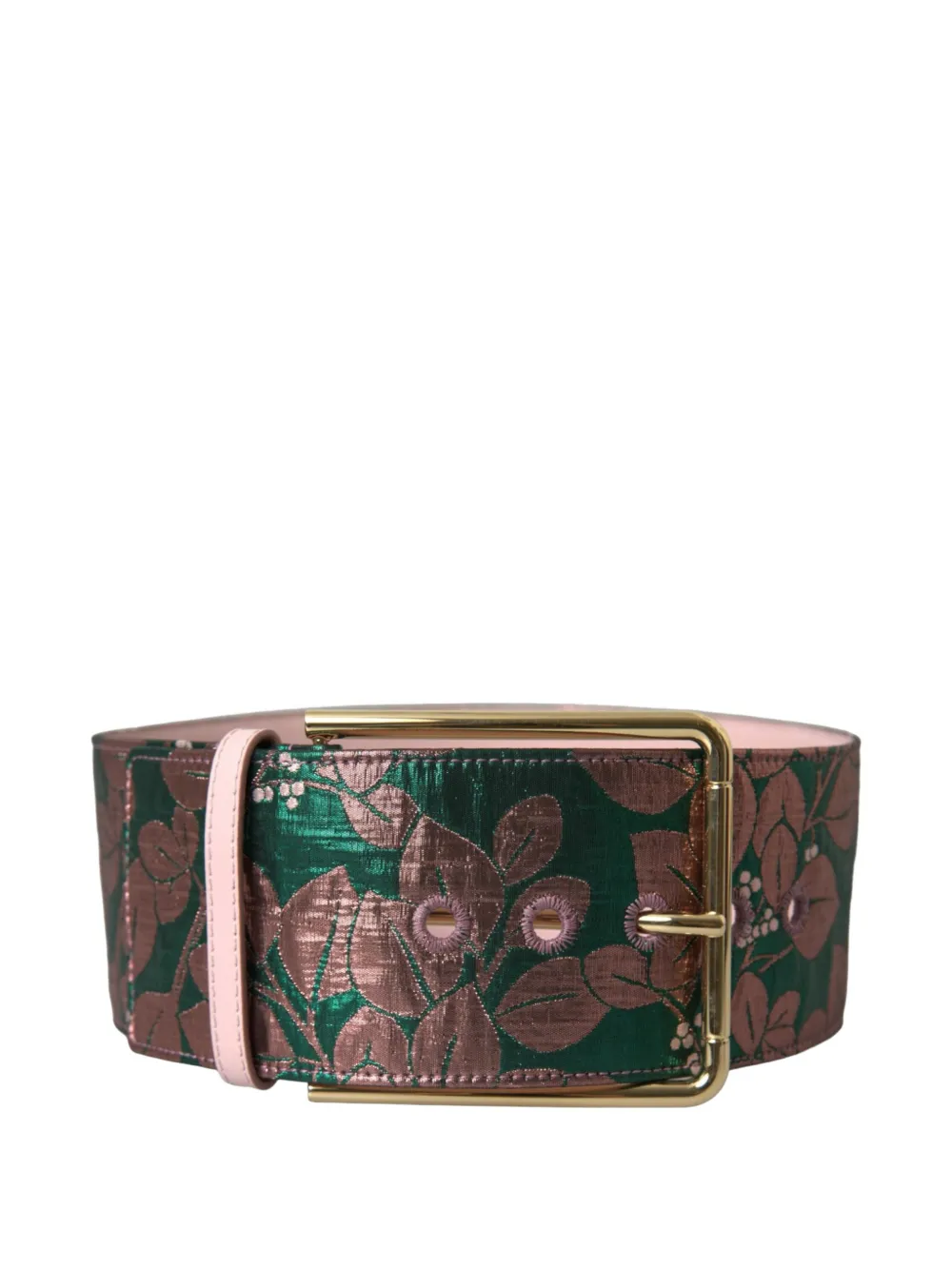 Dolce & Gabbana floral-jacquard metallic-finish belt - Grün