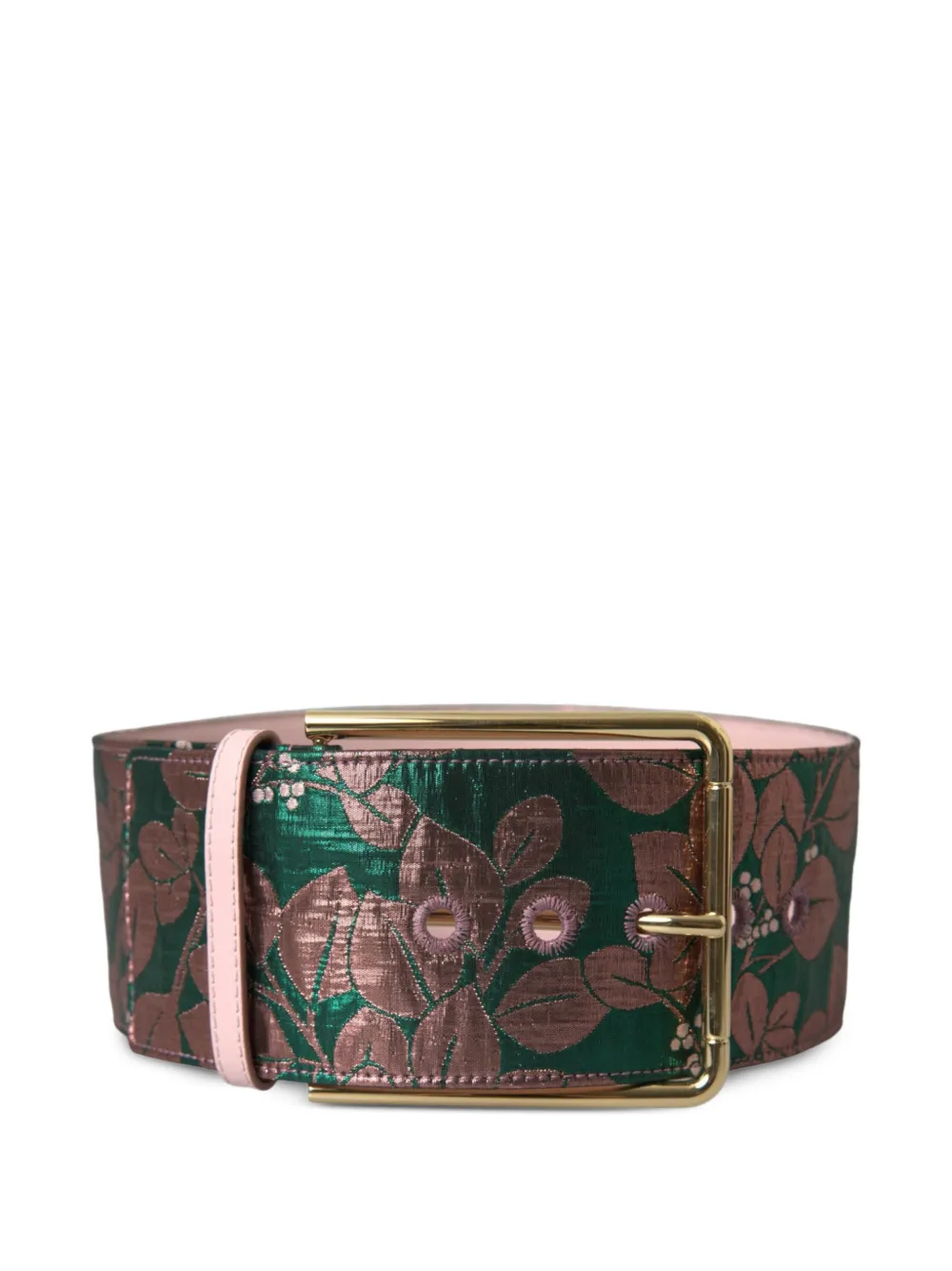 Dolce & Gabbana floral-jacquard metallic-finish belt - Verde