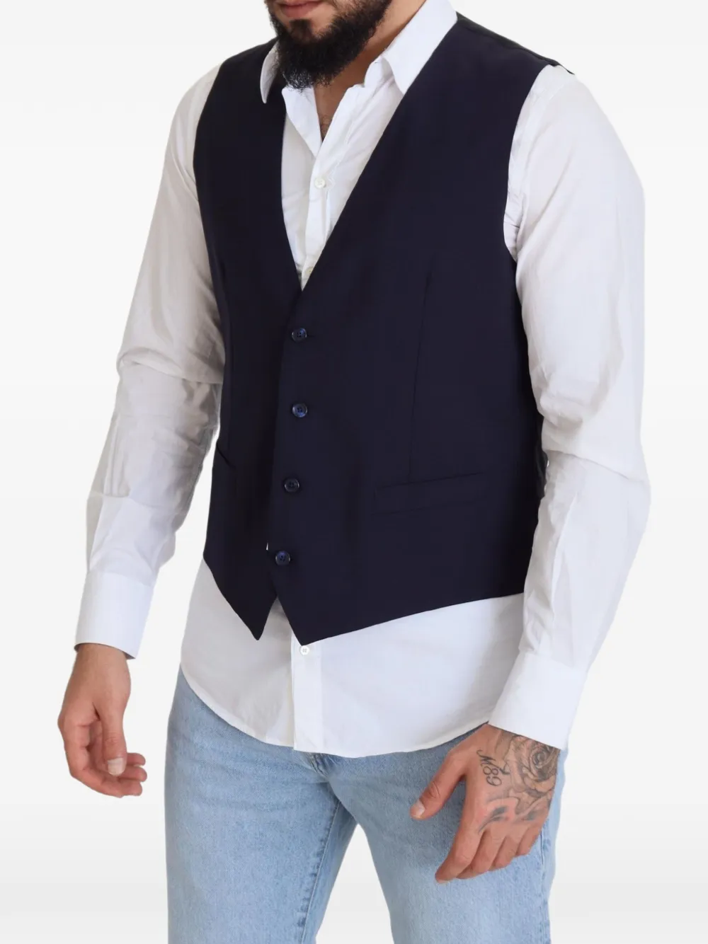Dolce & Gabbana Gilet van stretchwol Blauw