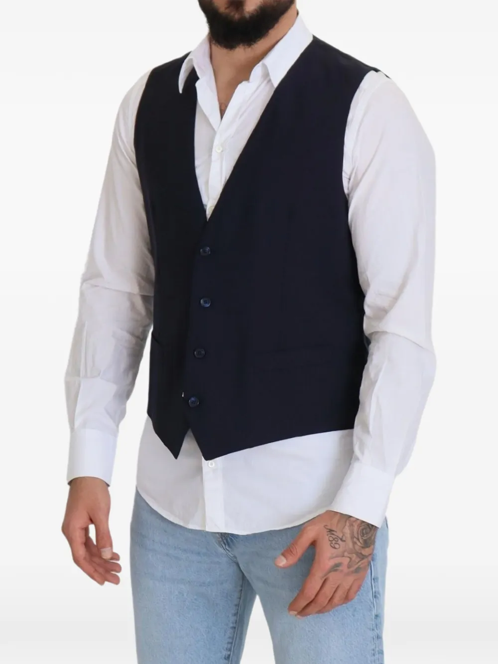 Dolce & Gabbana Gilet van stretchwol Blauw