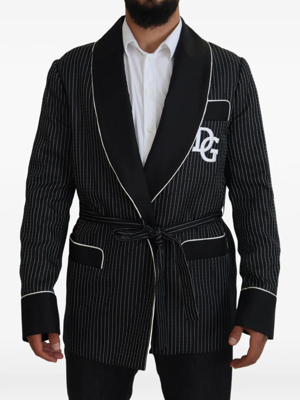 Dolce & Gabbana pinstripe DG-patch blazer - Nero