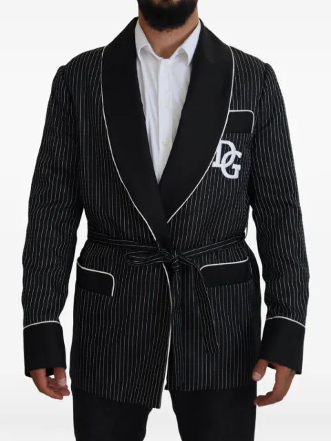 Dolce & Gabbana pinstripe DG-patch blazer