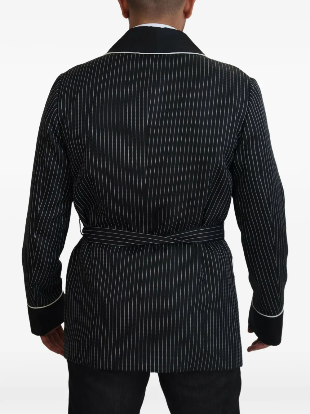 Dolce & Gabbana Blazer met DG-patch en krijtstreep Zwart