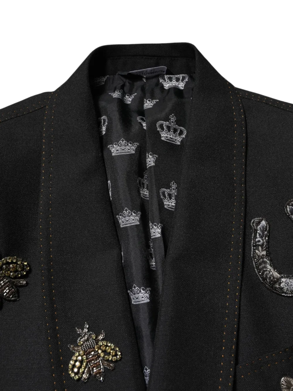 Dolce & Gabbana Verfraaide blazer met sjaalrevers Zwart