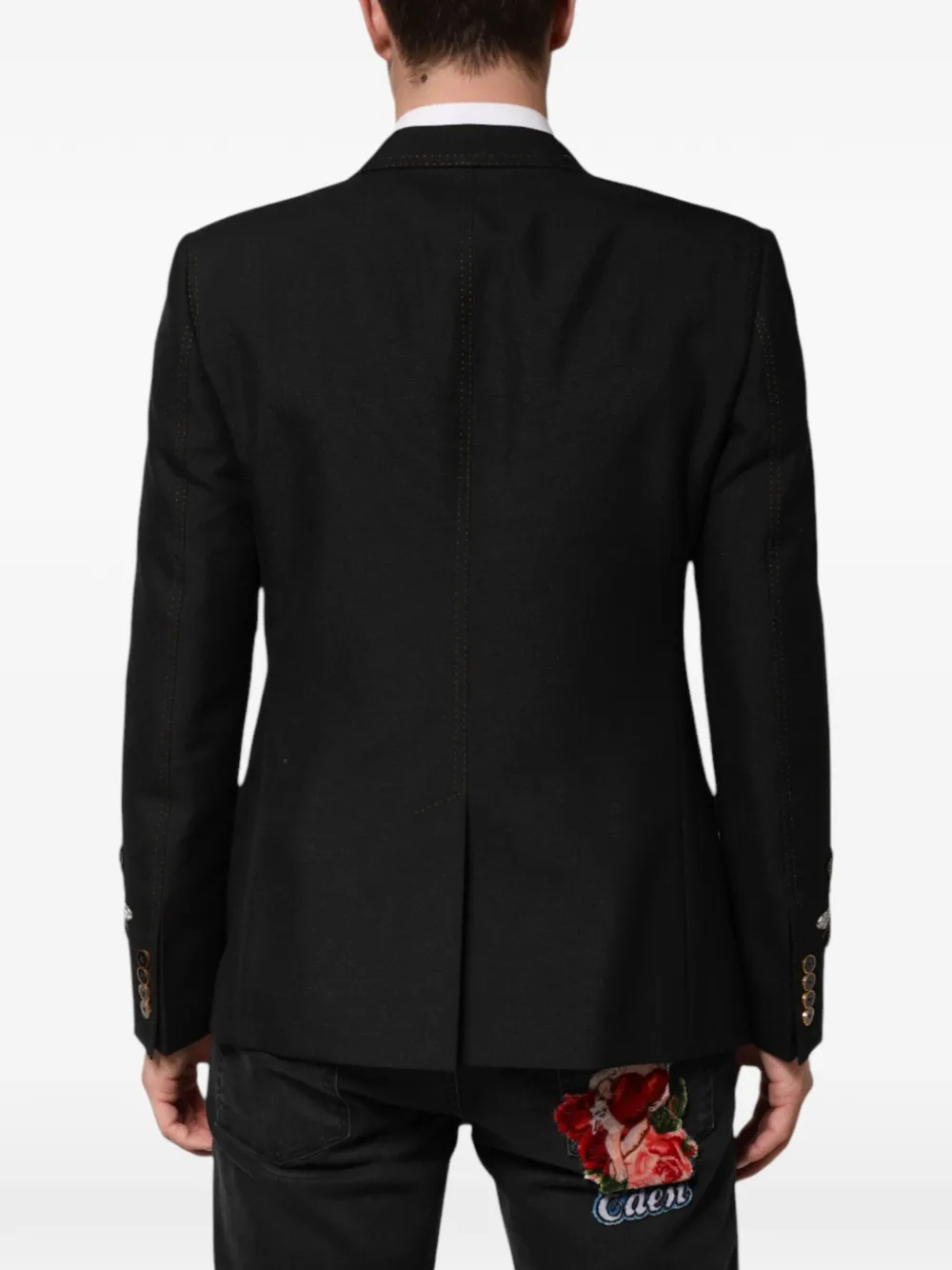 Dolce & Gabbana Verfraaide blazer met sjaalrevers Zwart