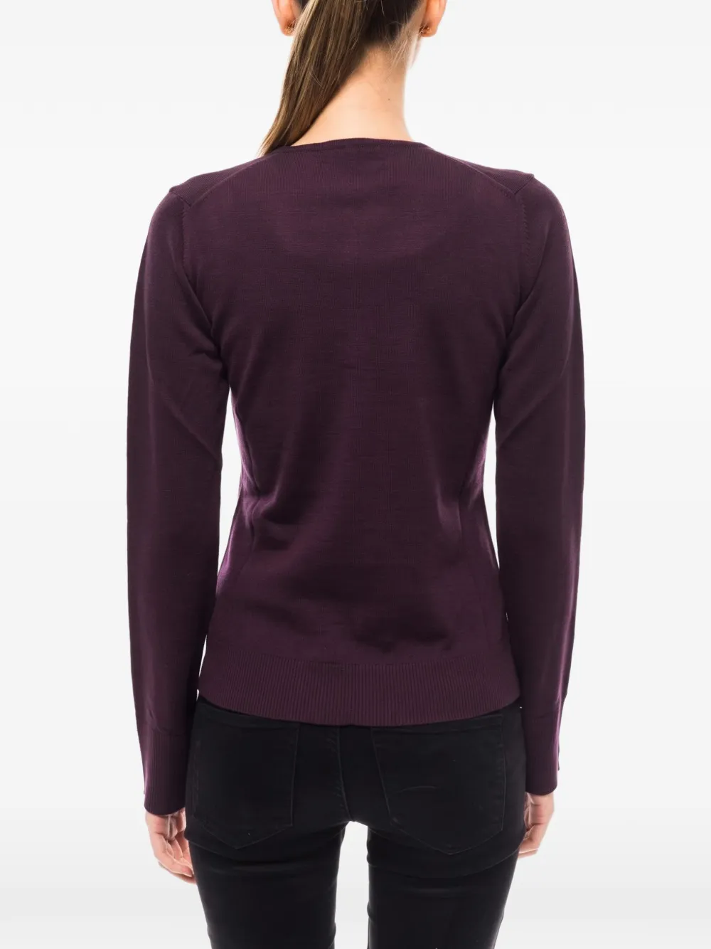MONTANA BLU V-neck wool sweater Paars