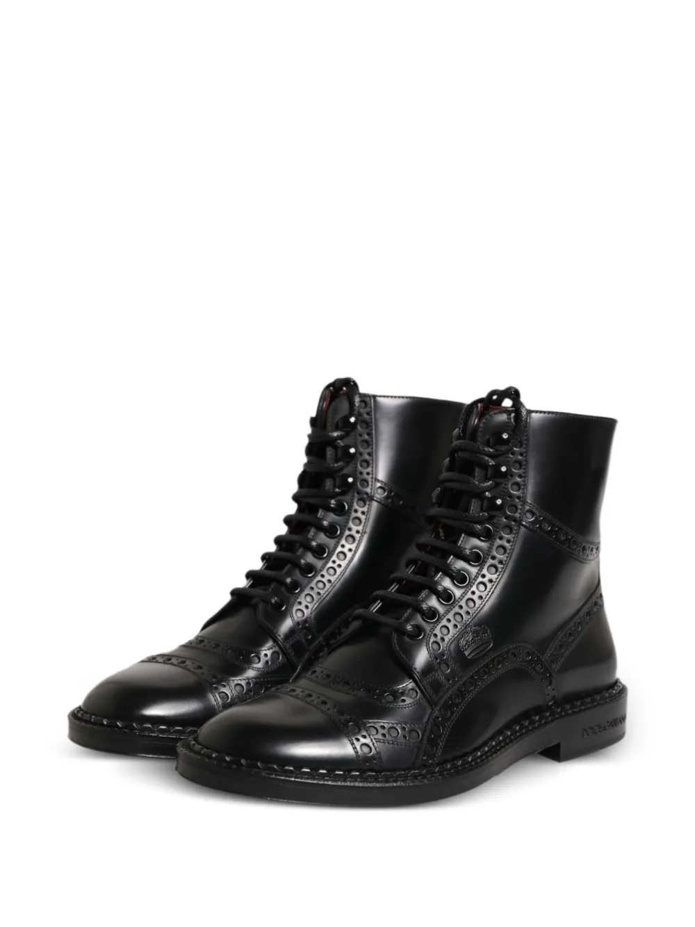 Dolce & Gabbana brogue-detail lace-up boots Zwart