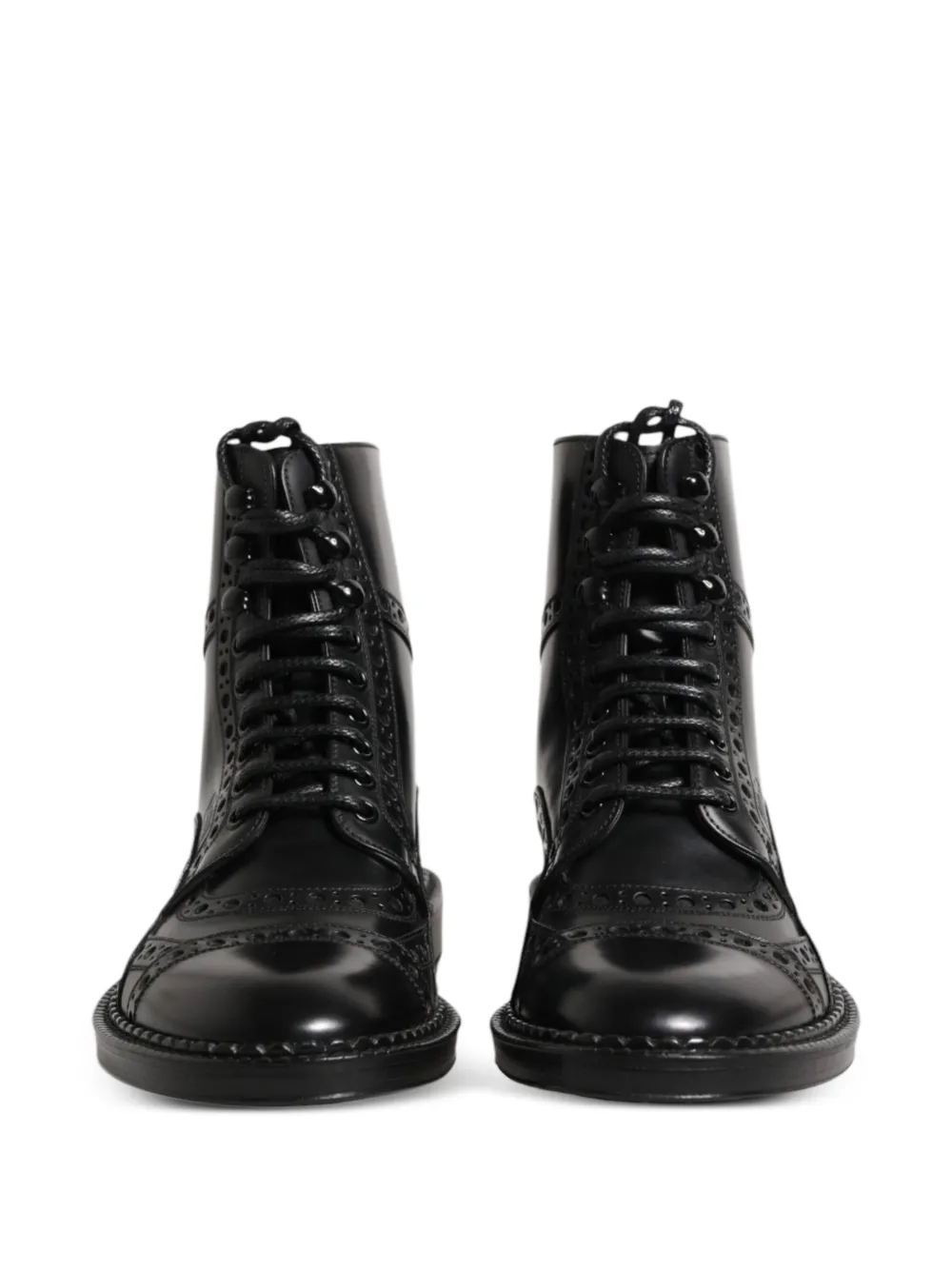 Dolce & Gabbana brogue-detail lace-up boots Zwart