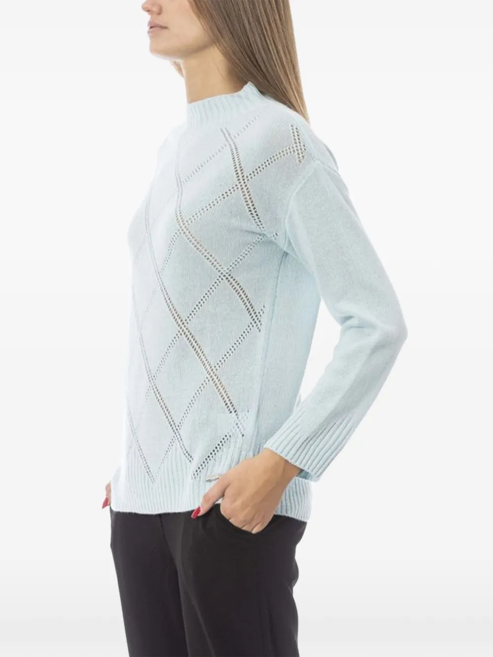Baldinini Diamond-pattern Sweater In Blue