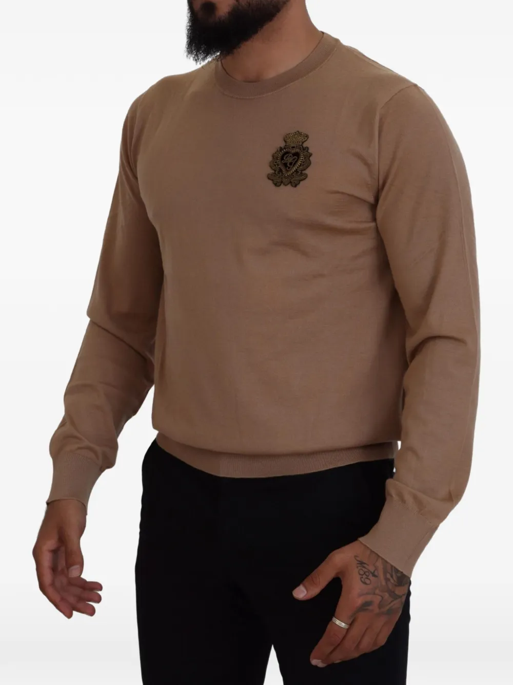 Dolce & Gabbana Trui met geborduurde logopatch Bruin