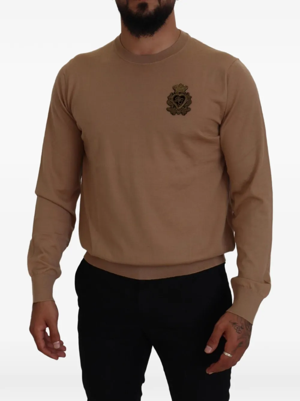 Dolce & Gabbana Trui met geborduurde logopatch Bruin