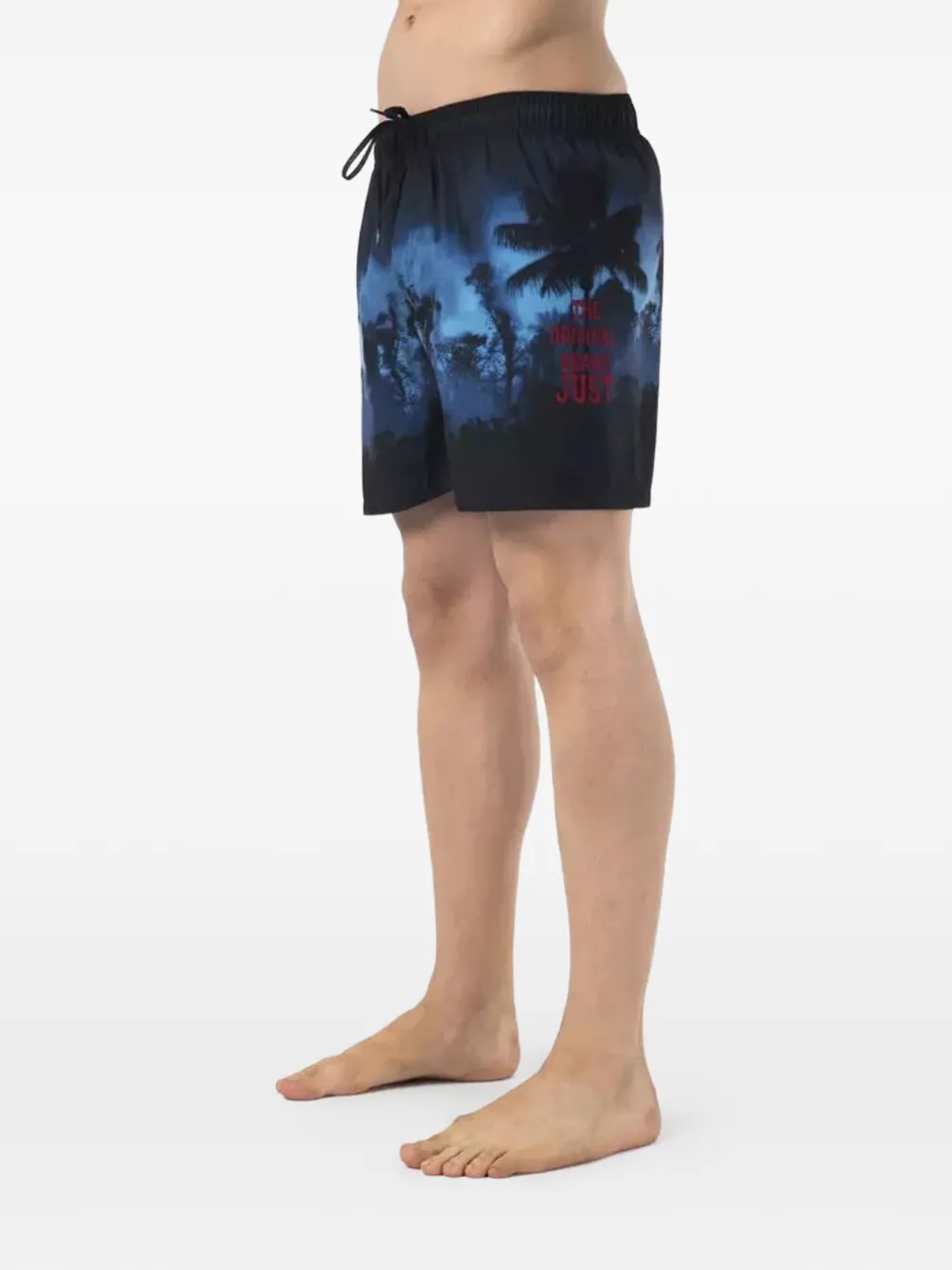 Just Cavalli Zwembroek met bos-print Zwart
