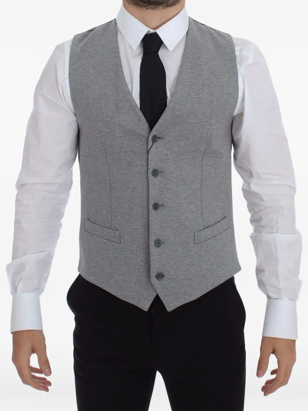 Dolce & Gabbana pinstripe-back V-neck waistcoat - Grey