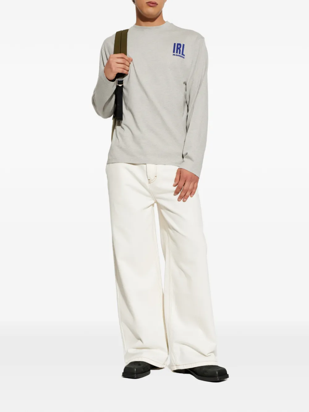 Jil Sander T-shirt met logoprint Grijs