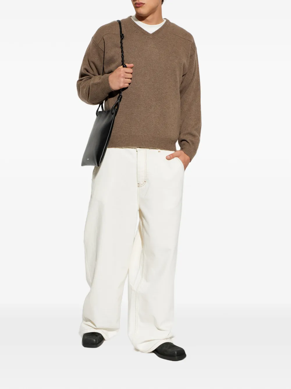 Jil Sander Trui met V-hals Bruin