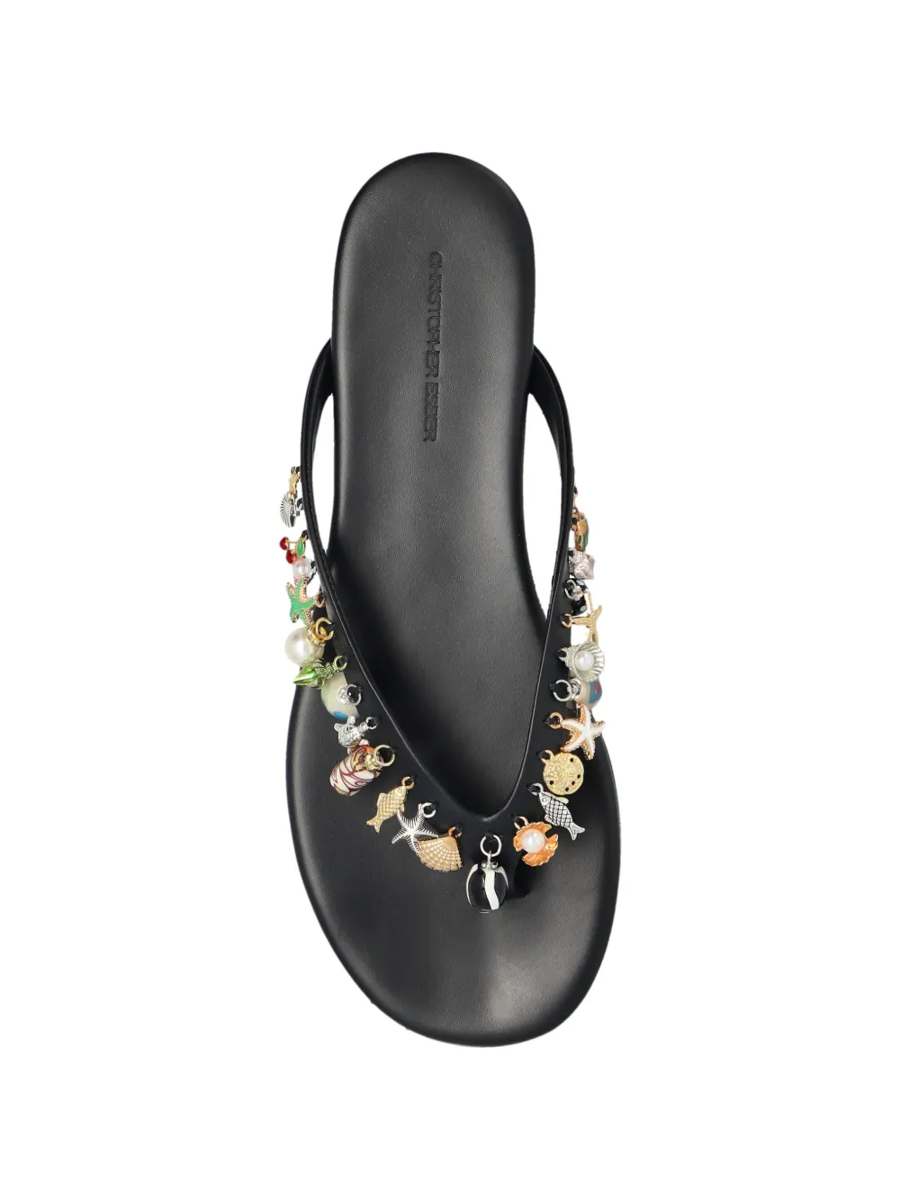 Christopher Esber Memento charm-embellished leather flip-flops Zwart