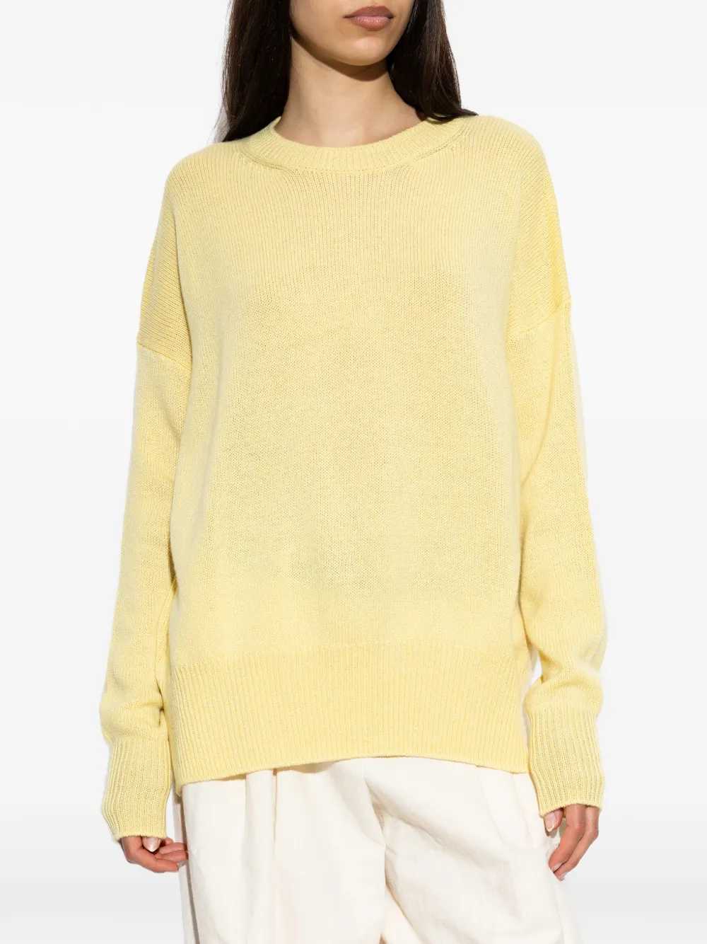 Jil Sander Ribgebreide sweater met split Geel
