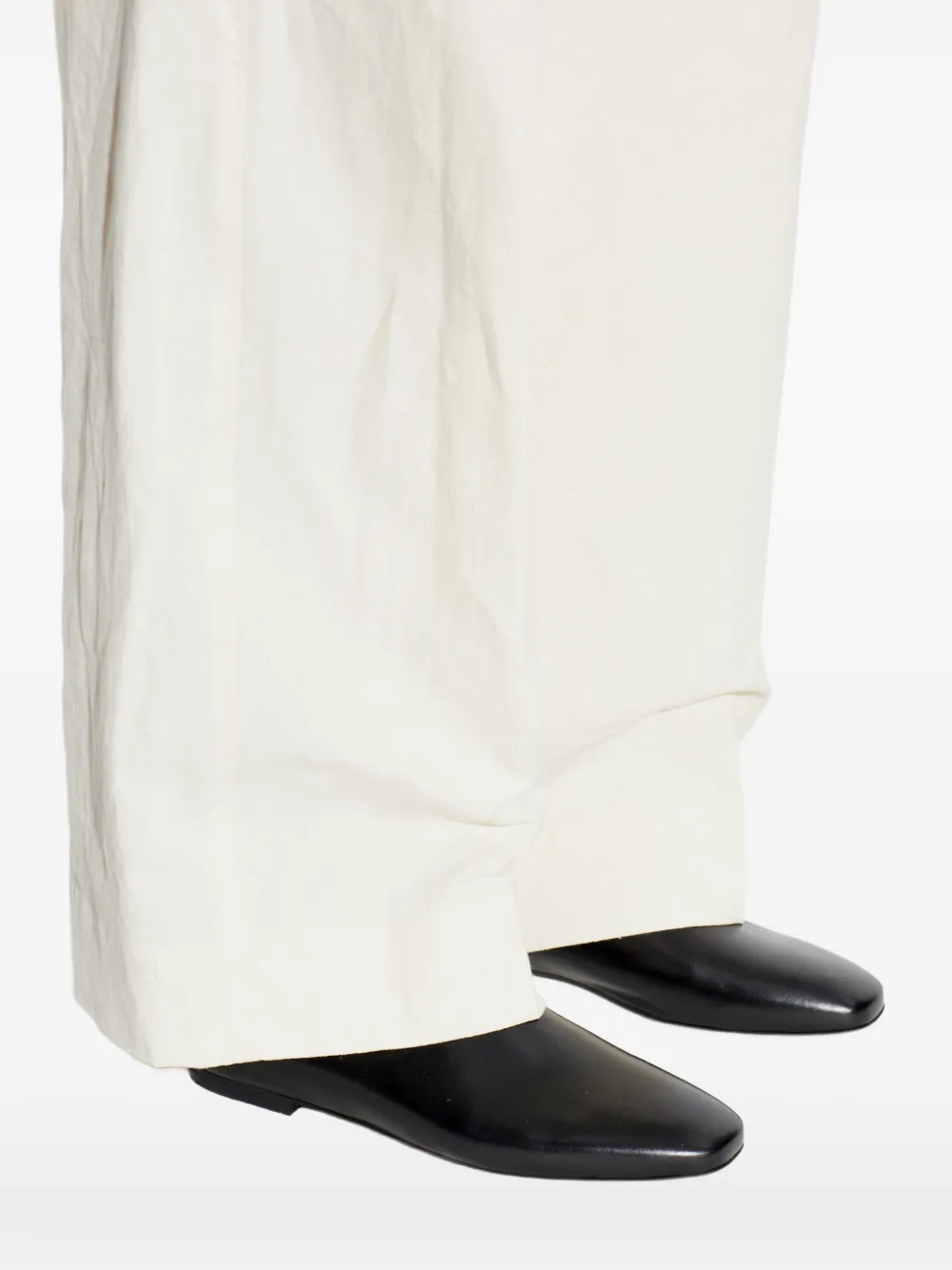 Jil Sander square-toe leather ballet flats Zwart