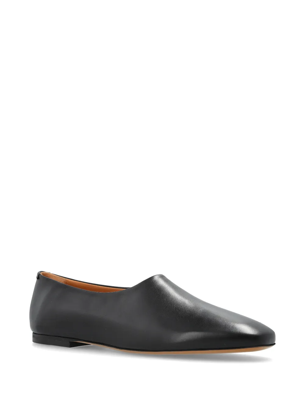 Jil Sander square-toe leather ballet flats Zwart