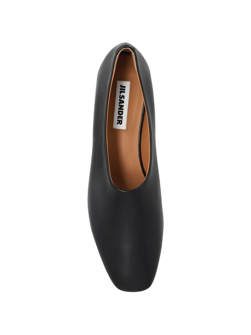 Jil Sander square-toe leather ballet flats Zwart