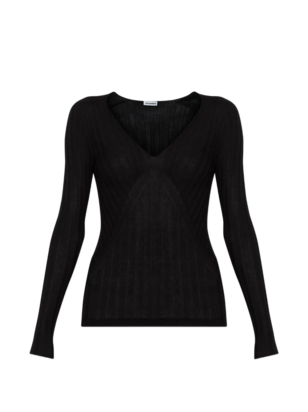 Jil Sander ribbed-knit V-neck sweater - Nero