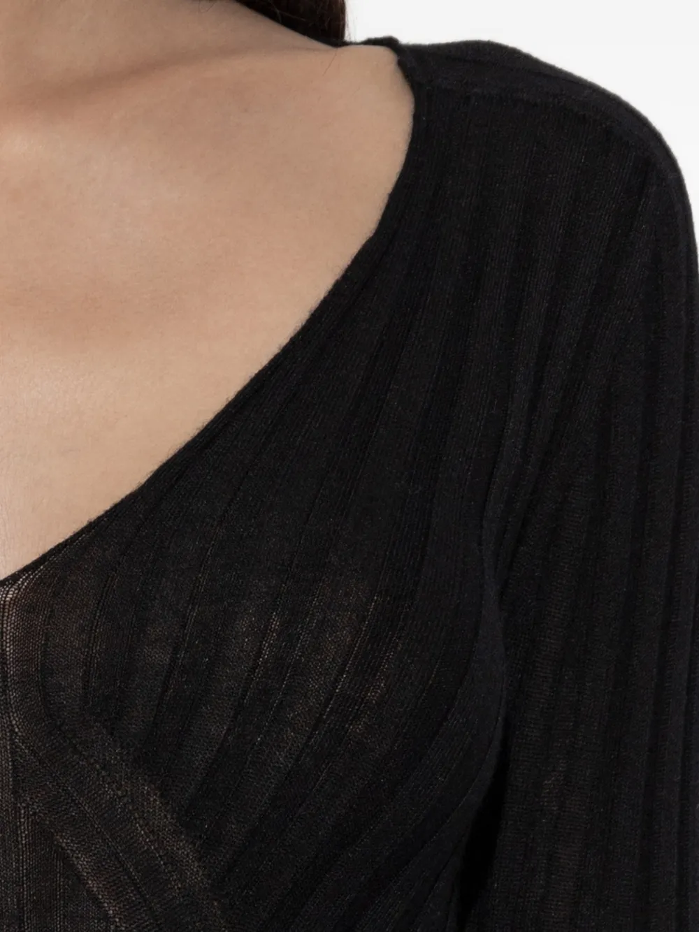 Jil Sander Ribgebreide trui Zwart