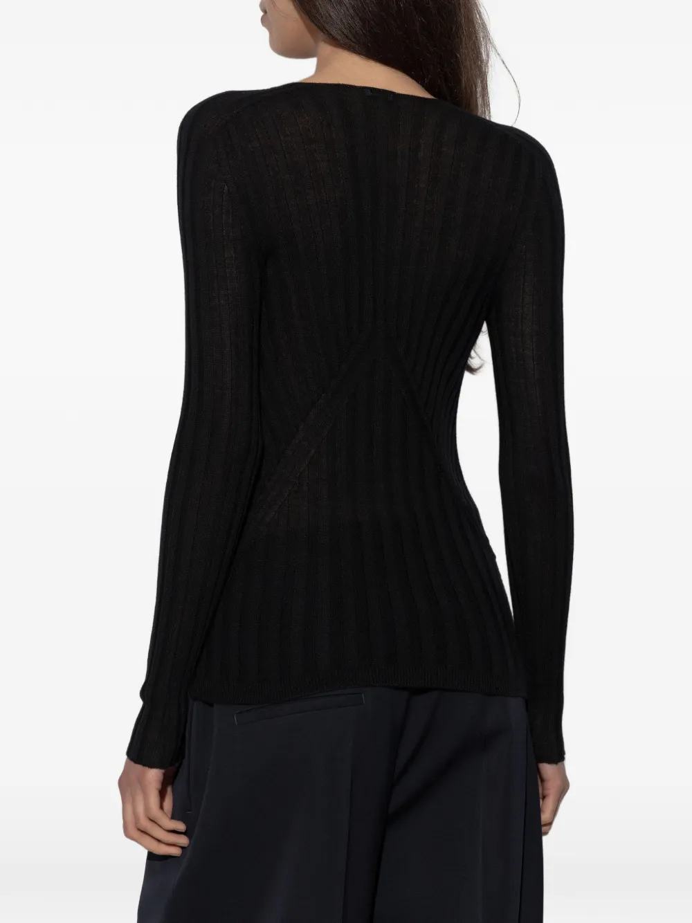 Jil Sander Ribgebreide trui Zwart