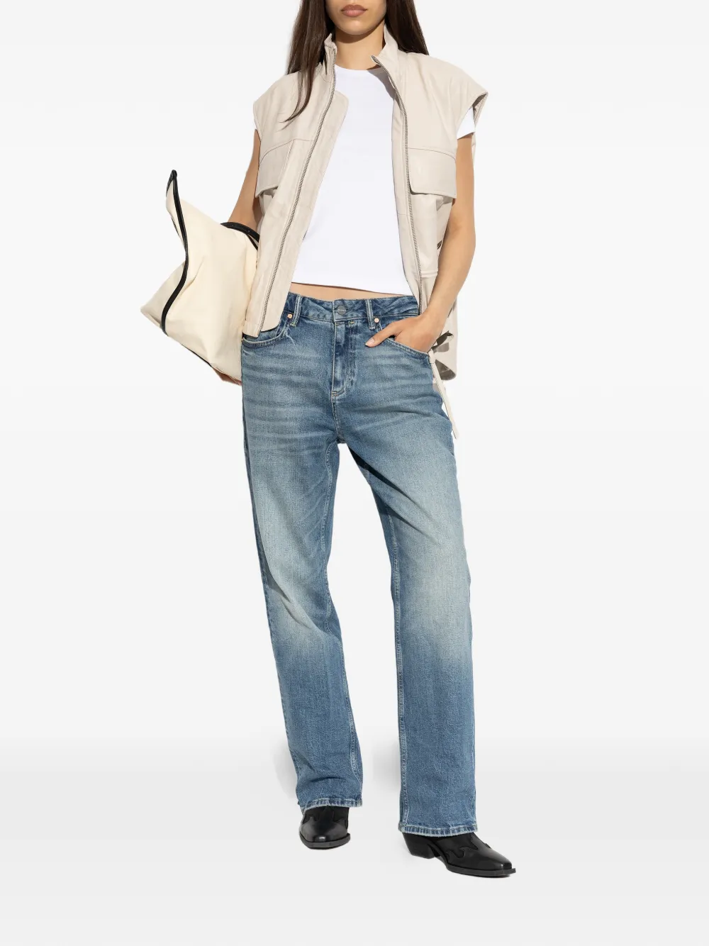 AllSaints Flor mouwloos gilet met hoge hals Wit
