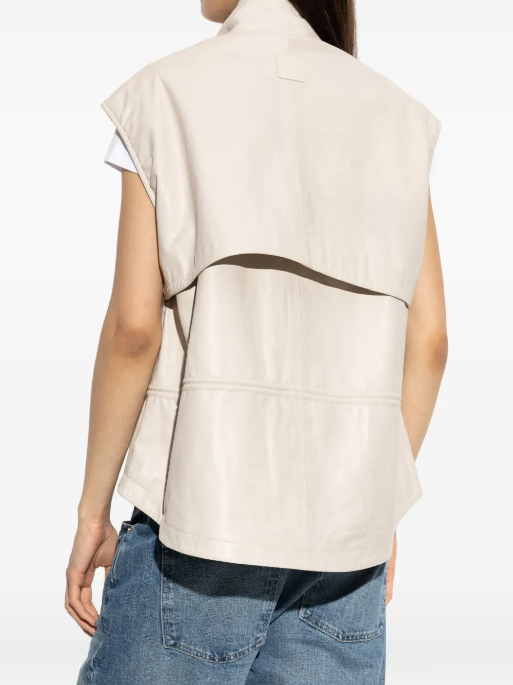 AllSaints Flor mouwloos gilet met hoge hals Wit