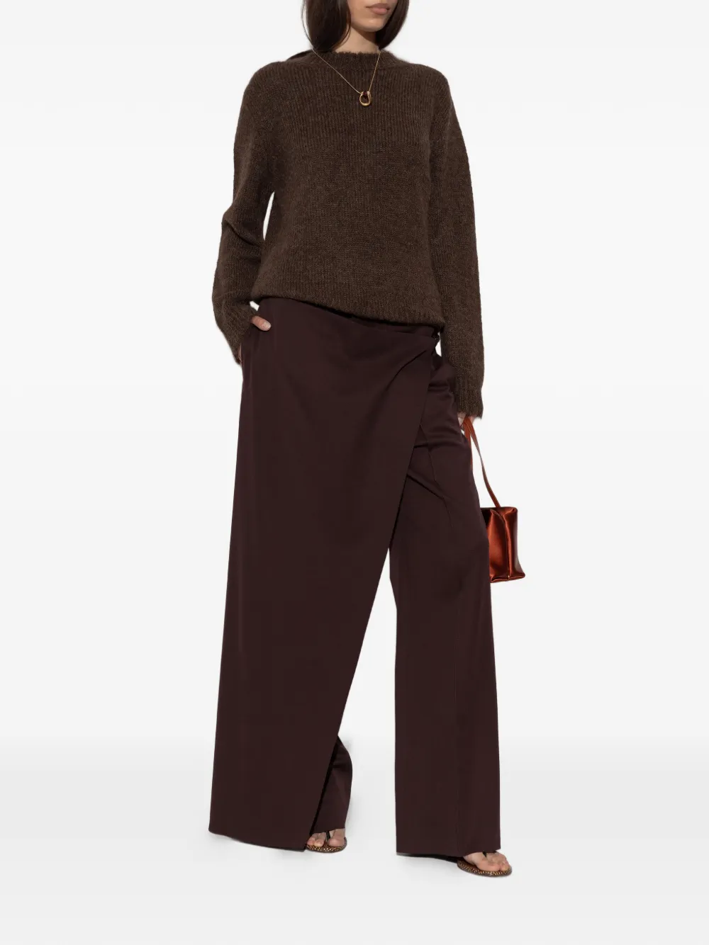 Jil Sander Ribgebreide trui Bruin