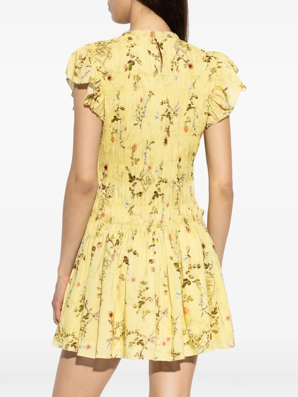 AllSaints Jurk met bloemenprint en ruches Geel