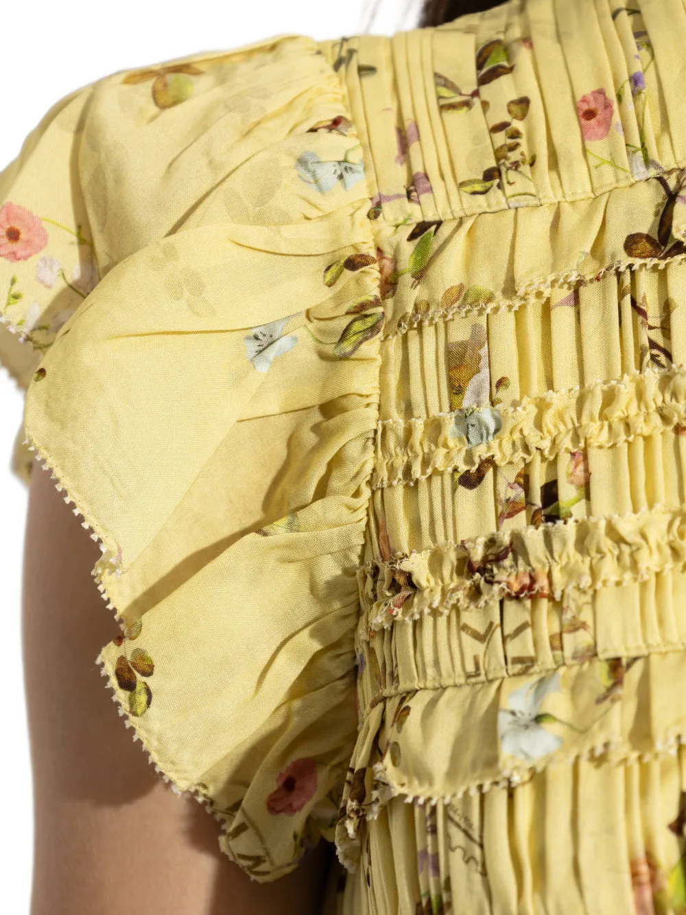 AllSaints Jurk met bloemenprint en ruches Geel