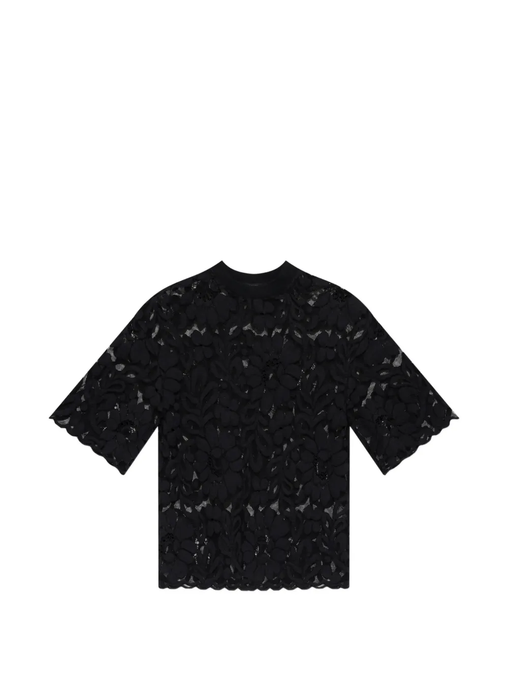 AllSaints Top aus Blumenspitze mit Wellensaum - Schwarz