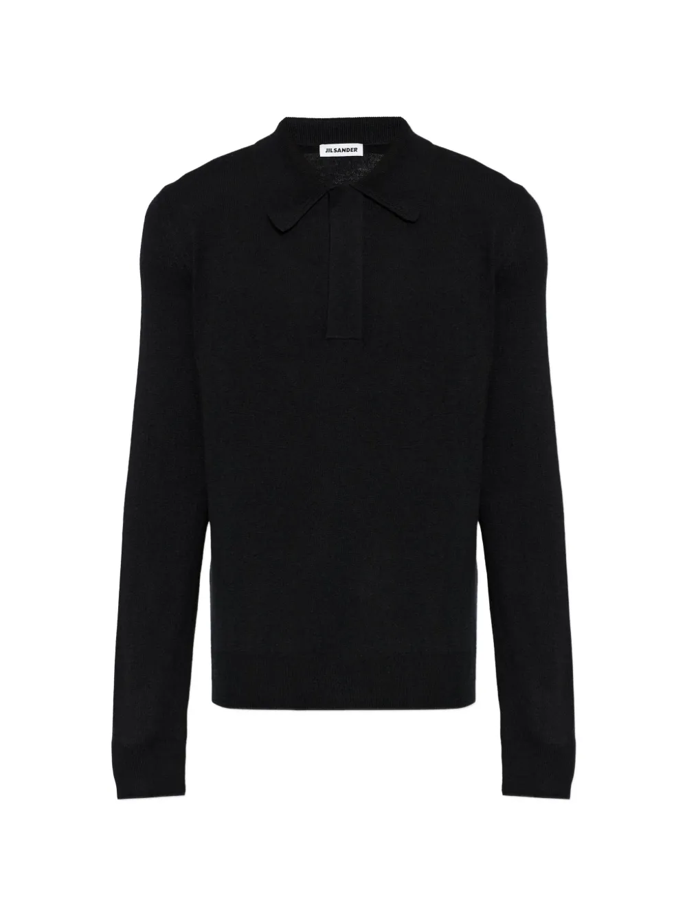 Jil Sander wool long-sleeve polo shirt - Schwarz