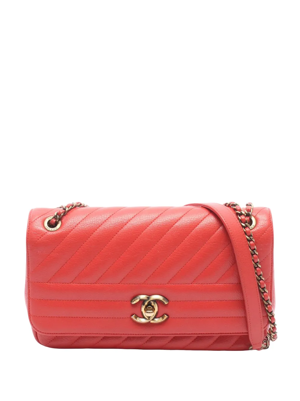CHANEL Pre-Owned 2016-2017 Small Diagonal Quilted Goatskin Flap crossbody bag - Rosso