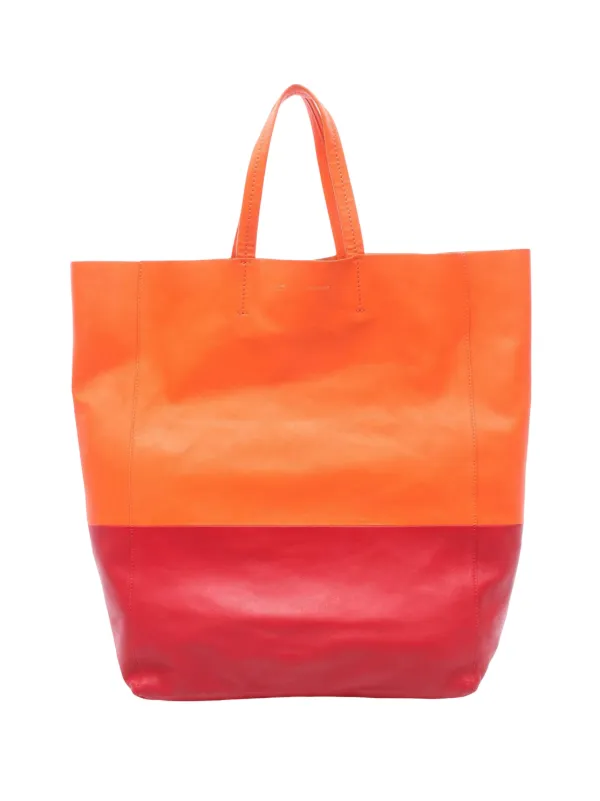 Celine Pre-owned 2010-2026 CELINE Horizontalkava Leather Orange Red Used Women Tote Bag