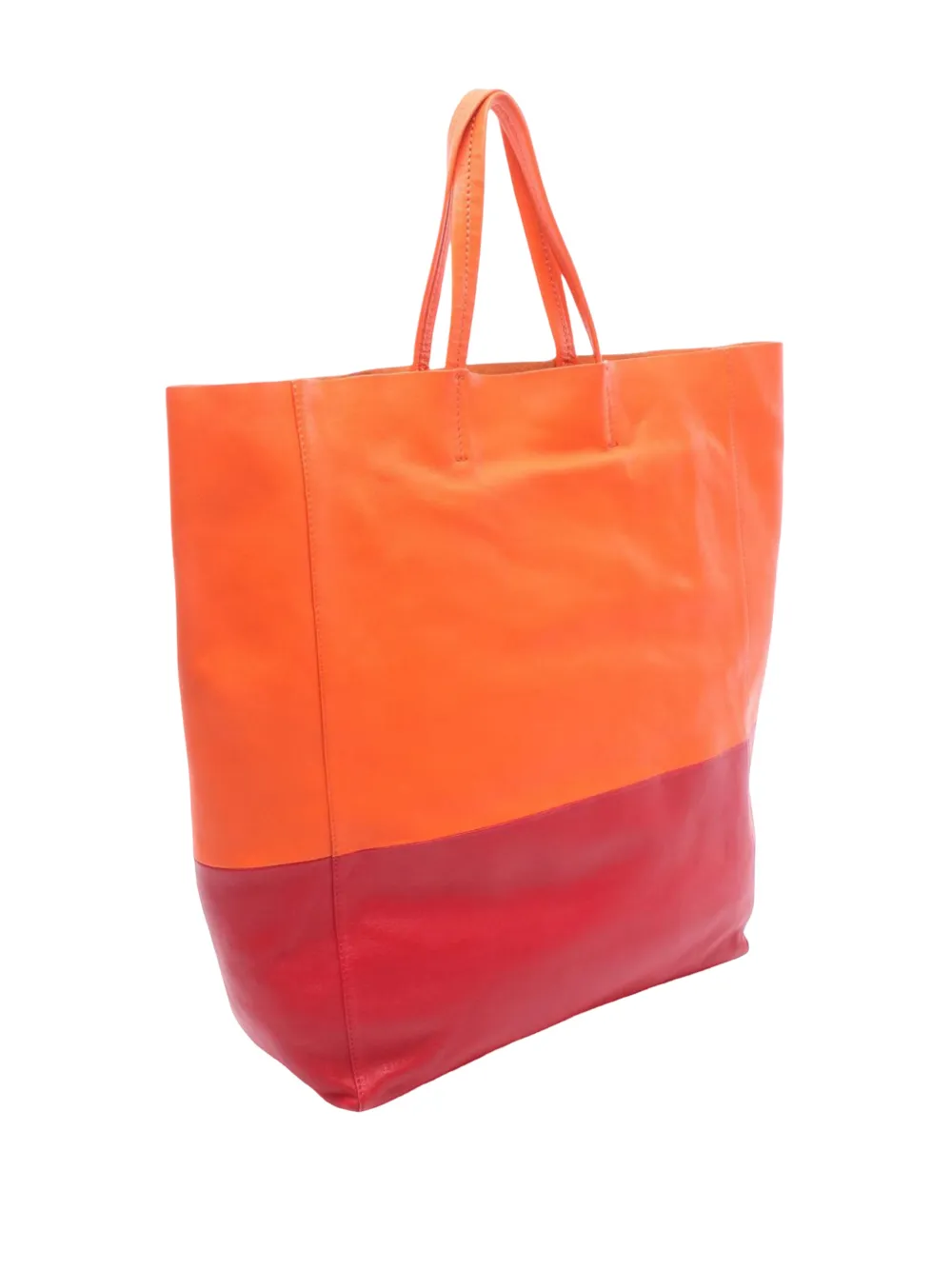 Celine Pre-owned 2010-2026 CELINE Horizontalkava Leather Orange Red Used Women Tote Bag, view 3