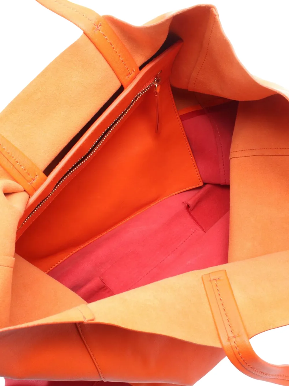 Celine Pre-owned 2010-2026 CELINE Horizontalkava Leather Orange Red Used Women Tote Bag, view 4
