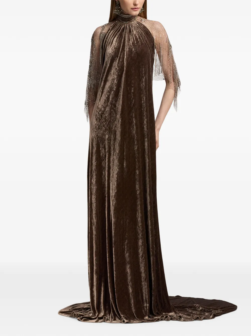 Ralph Lauren Collection Willow fluwelen maxi-jurk Bruin
