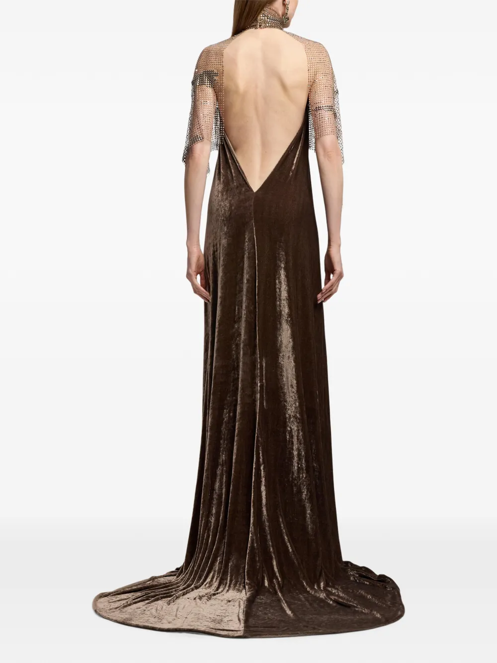 Ralph Lauren Collection Willow fluwelen maxi-jurk Bruin