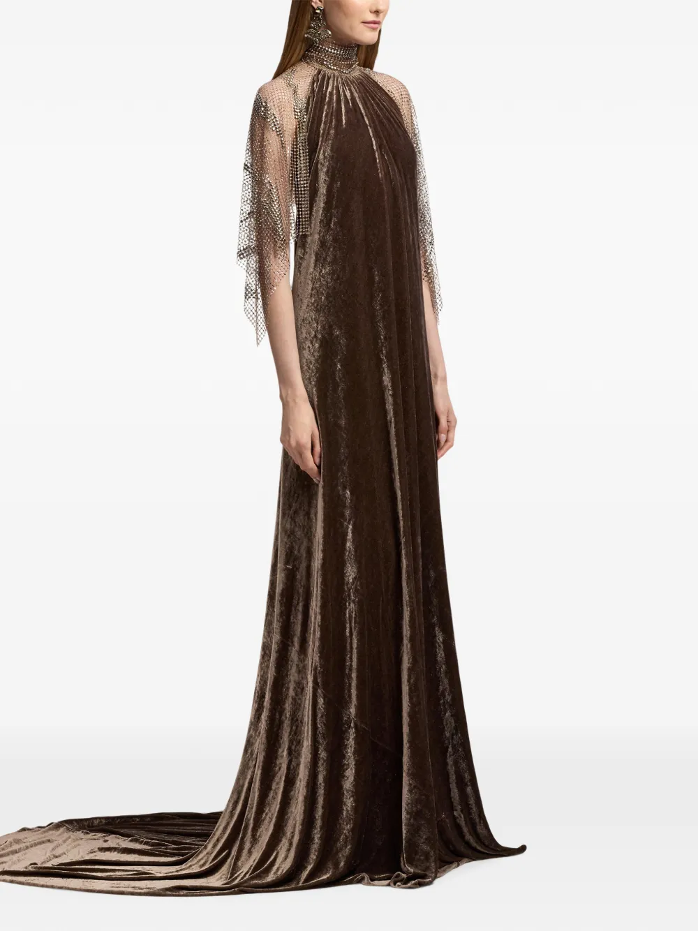 Ralph Lauren Collection Willow fluwelen maxi-jurk Bruin