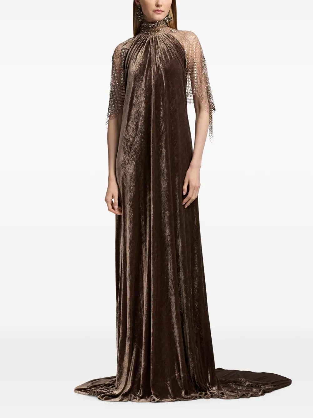 Ralph Lauren Collection Willow fluwelen maxi-jurk Bruin