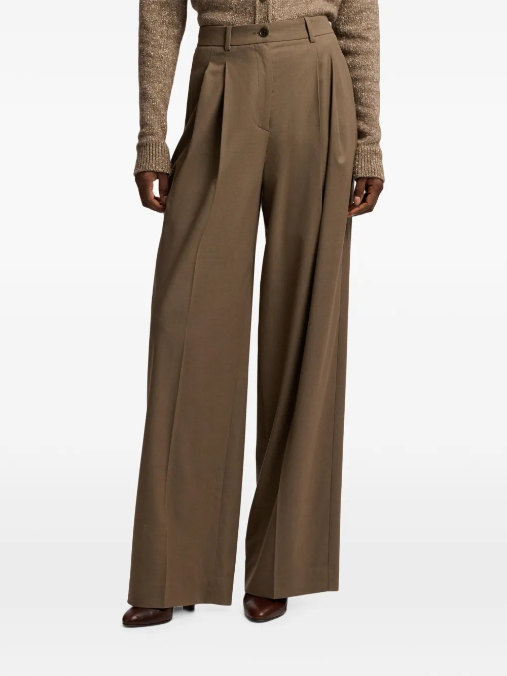 Ralph Lauren Collection Clarice wollen plooibroek Bruin