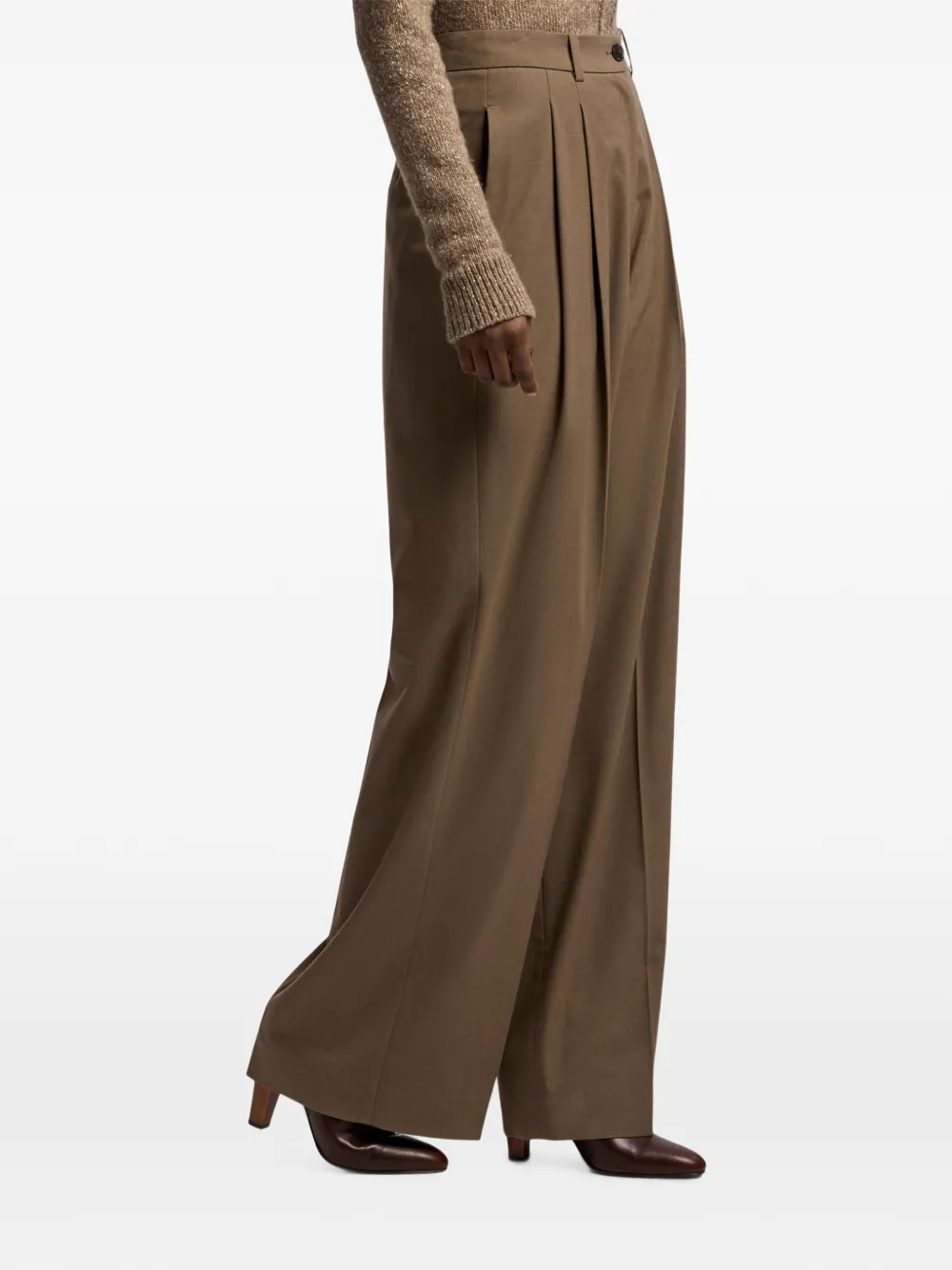 Ralph Lauren Collection Clarice wollen plooibroek Bruin