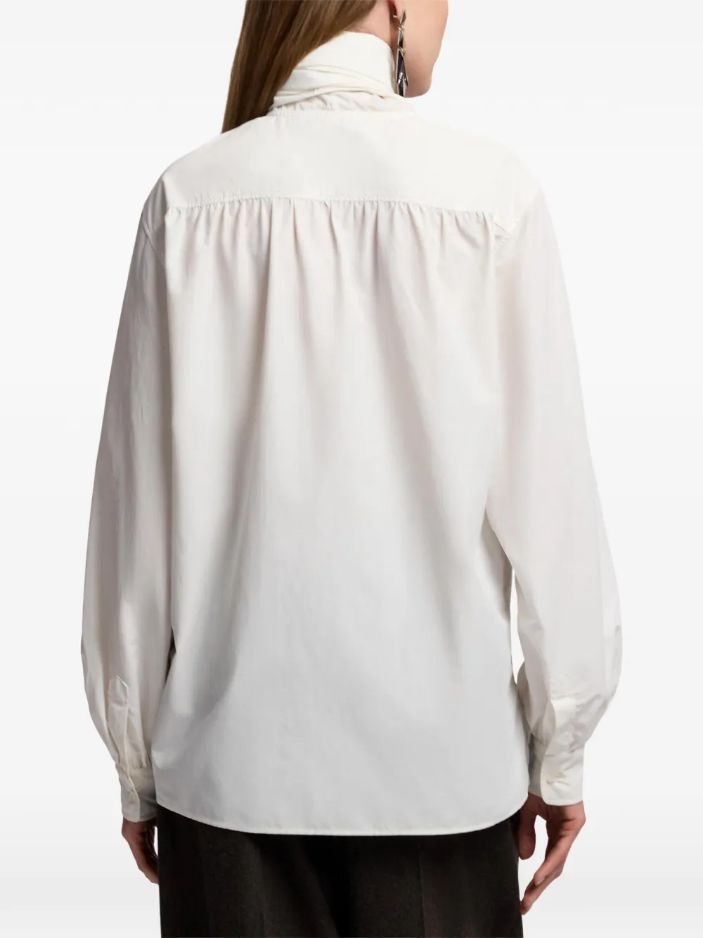 Ralph Lauren Collection Dara popeline blouse met gestrikte hals Wit