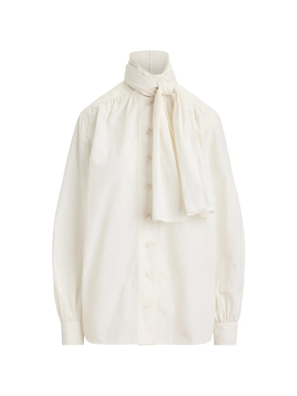Ralph Lauren Collection blouse en popeline Dara à col noué - Blanc