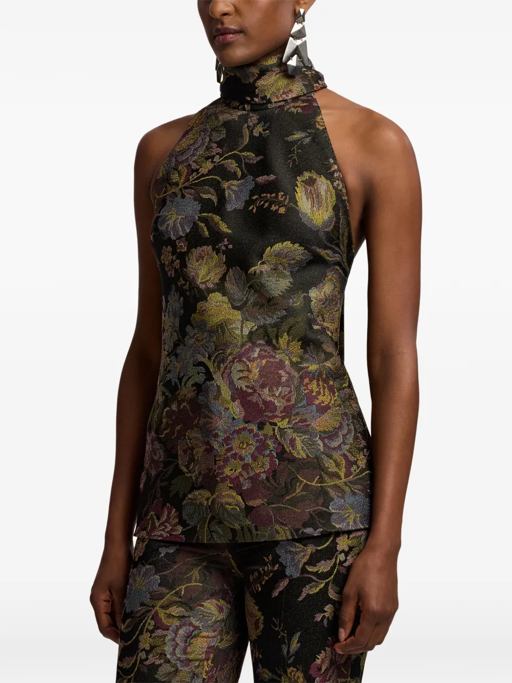 Ralph Lauren Collection Top van zijdemix met bloemenprint Bruin